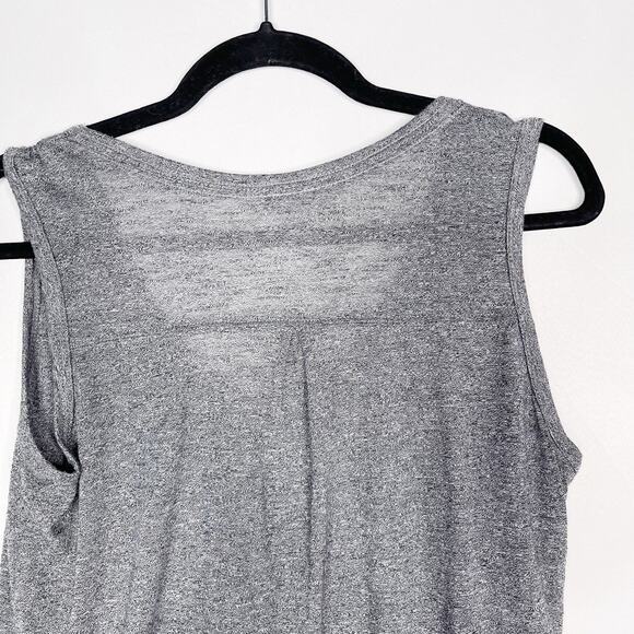 Athleta Medium M Heather Gray Faux Wrap V Neck Sleeveless Tank Top Pleat Back - Picture 5 of 8